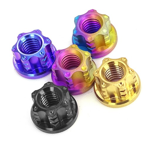 Ti Titanium Nuts Flange Nut Rear Axle Nut M4 M5 M6 - M14 for Bike Motorcycle Car - Imagen 4 de 48