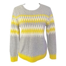 Talbots Women  s Fair Isle Sweater Pullover Crewneck cozy merino wool medium warm