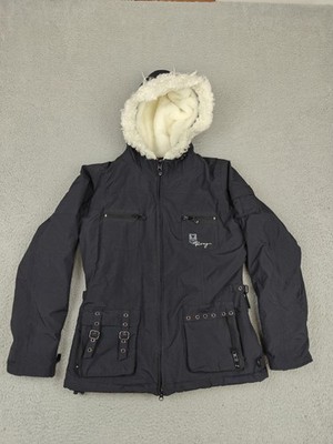 Roxy X-Series Ski Jacket Womens Medium Black Faux Fur Lined Hooded Insulated