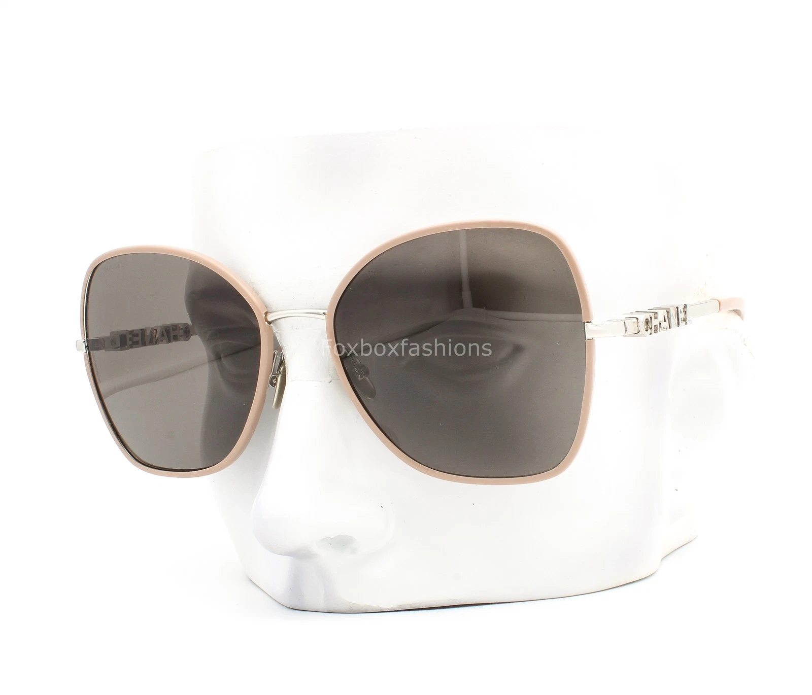 Chanel Butterfly Sunglasses ch4283 261/3 Polished Silver Blush Beige w/case