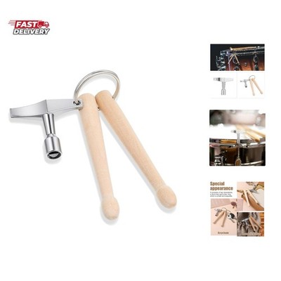 Mini Drum Sticks Keychain, Wood Drumsticks Percussion Key Ring with Fast Rota...