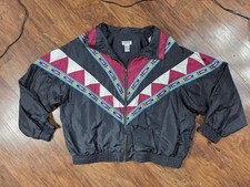 Vintage LAVON Nylon Jacket XL 80s 90s Windbreaker Aztek Geometric Cheerful Y2K