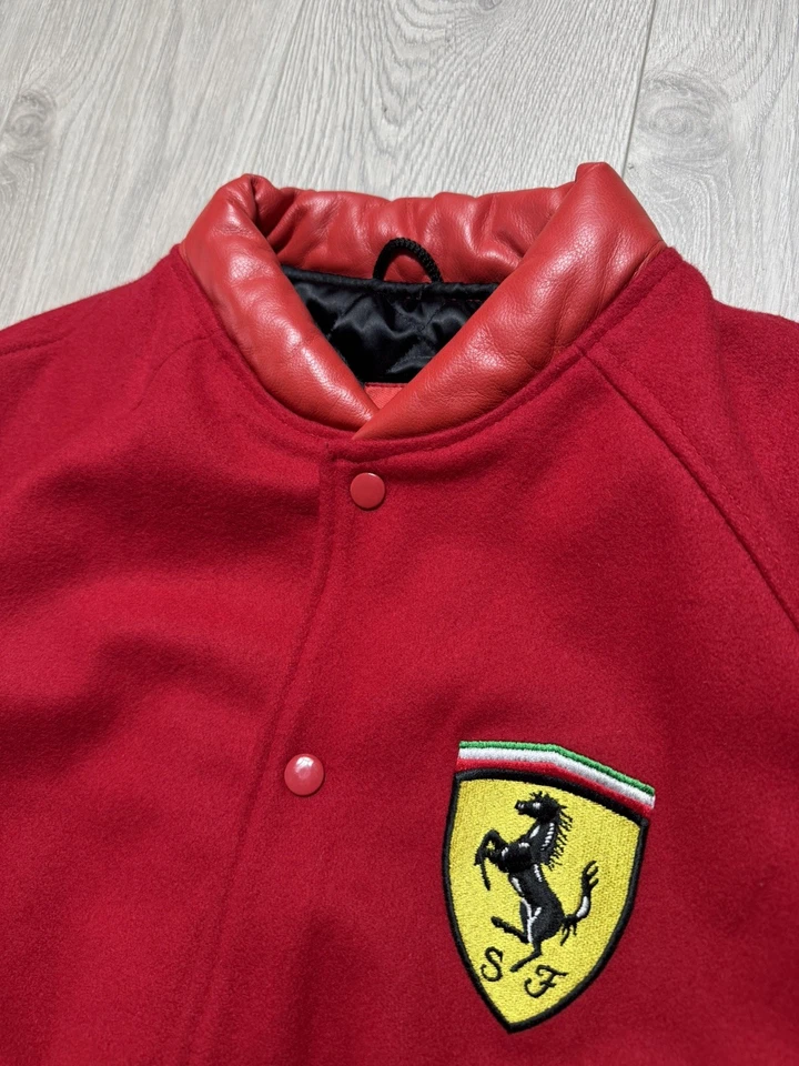 Vintage Ferrari Racing Wool Leather Jacket 1996 Size M - Image 3 of 4