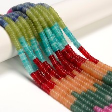 04-Multi-color Gemstone Smooth Rondelle Beads Size 2x6mm 15.5'' Strand