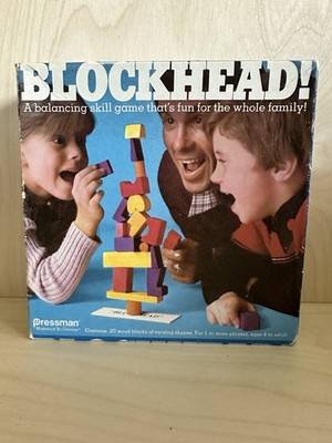 VTG Pressman 1982 Blockhead!  Balancing Skill Game Wood Pieces Complete + Extras