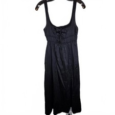 Aqua Black sleeveless rouched split midi dress causal Women's Size medium