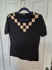 Claudia Ladies Black Short Sleeve Thin Jumper Top Size M (10)
