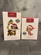 Hallmark Ornament Paw Patrol Skye's Sweet Treat Rubble's Delivery Dog 2023 2024