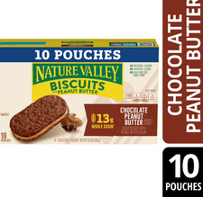 Nature Valley Biscuit Sandwiches, Chocolate Peanut Butter, 10 Snack Bars,13.5 oz