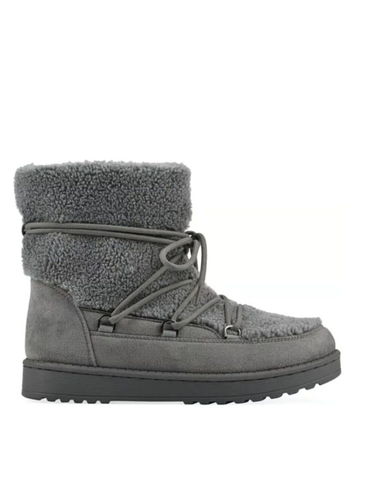 White Mountain Isador Faux Sherpa Lace-Up Boots – Gray – Size 9.5 (BNWT)