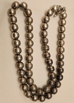 Vintage Navajo Desert Pearl Perlenkette Taxco Style Knebel Sterling Silber 925