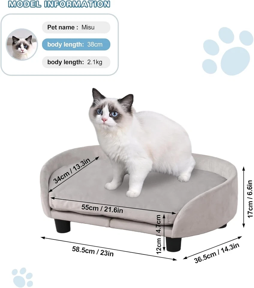 Elegant Elevation Cat Couch Chair with Removable Cushion - Small Pet Approved - Image 4 of 4