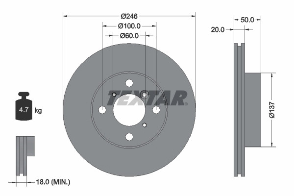 Disques de frein Suzuki 5531162G00 Textar anti-vibration pour train avant