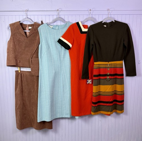 4 Piece Vintage Reseller Dress Lot 60s-80s Mod Women's