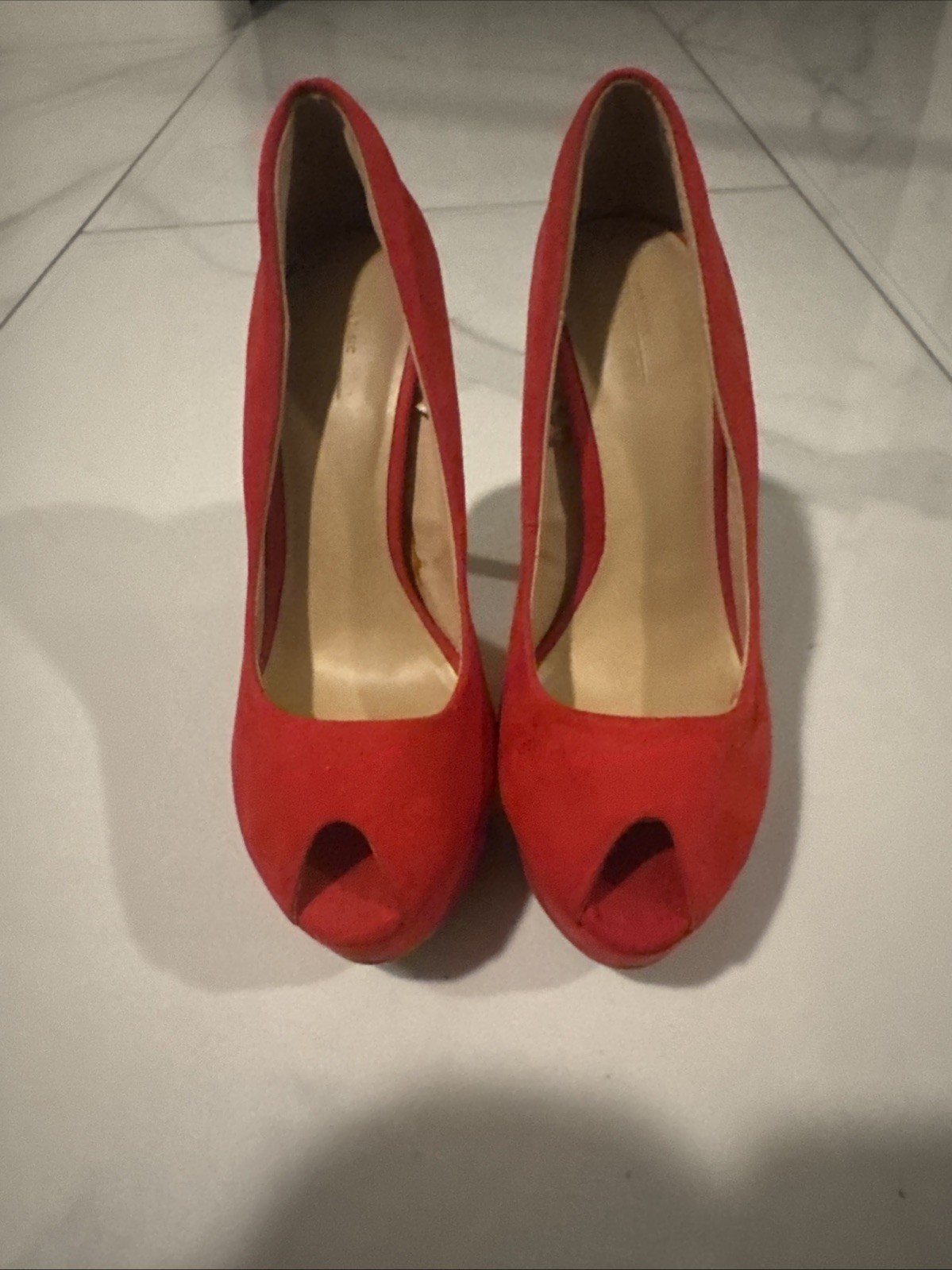 Zara Basic Red Suede High Platform Heels Stiletto… - image 15