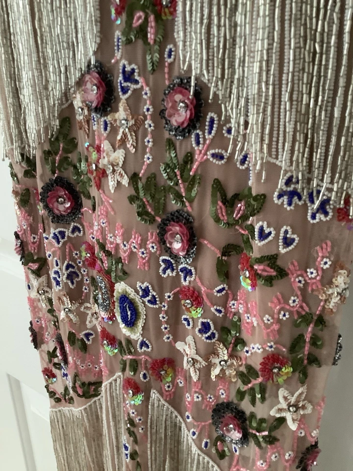 Luxury Designer Evening Dress Crystal Beaded Tassel Long Gown - image 3 of 4