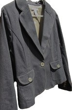 Dressbarn Single Breasted Blazer Jacket Lined One Button Contrast Stitching M