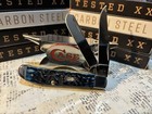 Case XX #51852 Pocket Worn Mediterranean Blue Bone Peach Seed Jig Mini Trapper  — photo 1