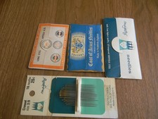 VINTAGE SEWING NEEDLE PACKETS LOT OF 4 VARIOUS MAKERS ALL USED