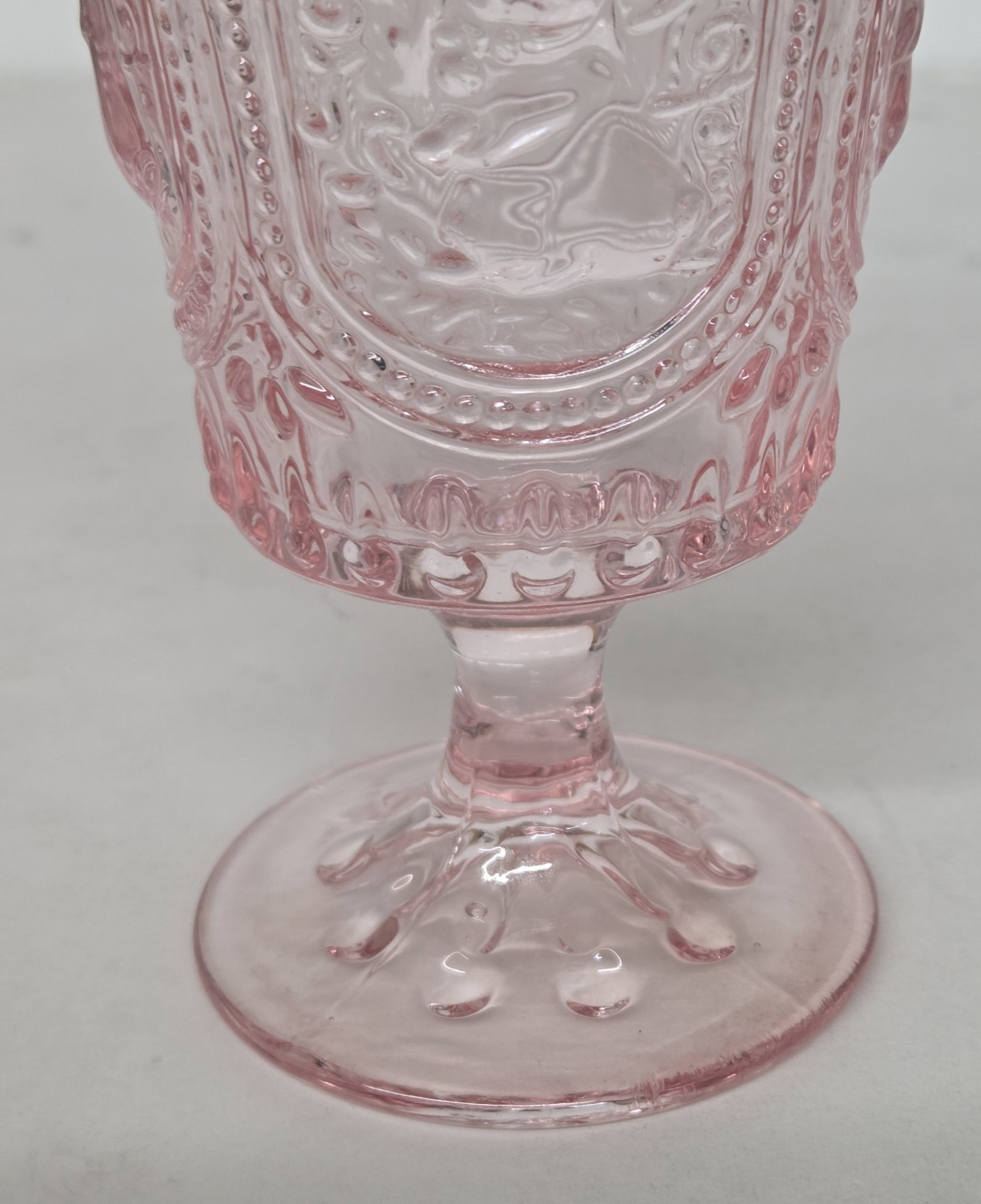 4 Vintage Style Pink Hobnail Table Home Embossed Bunny  Water Goblets Glasses 