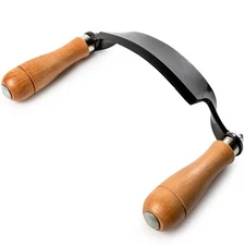 5" Curved Draw Shave - Steel Blade Wood Grip Handles-  Includes Blade Protector