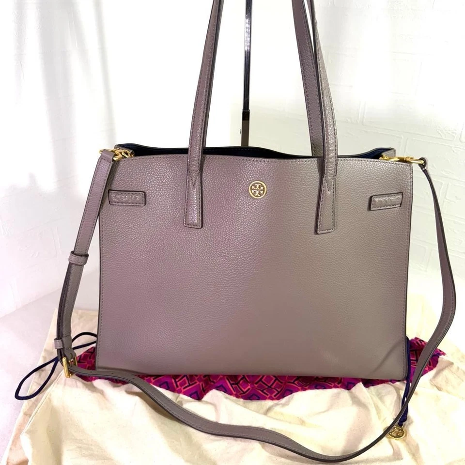 Bolso de Mano Tory Burch Walker Cuero Gris Para Mujer De Japón Foto 2 de 4