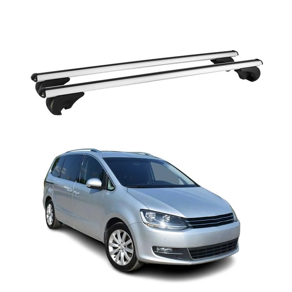 DachträGer GrundtäGer FüR VW Sharan II 7N 2010-2023 75Kg Aluminium Silber 2 Tlg-image