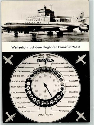 39881475 - 6000 Frankfurt World Time Clock Tower Terminal Boeing 707 Airport 1966