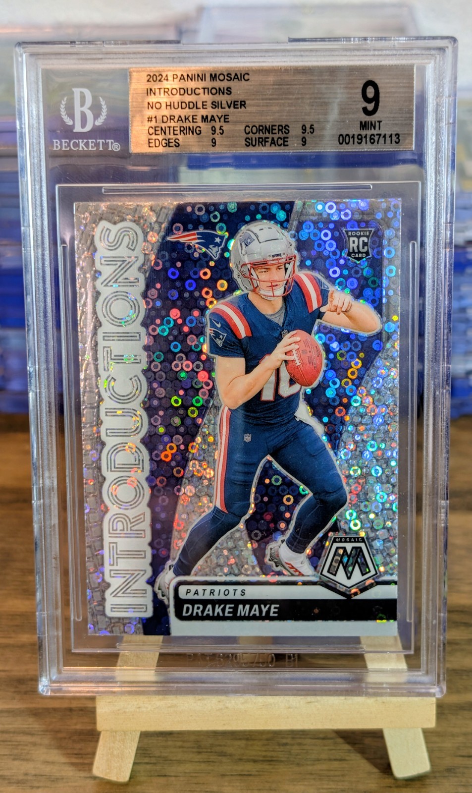 2024 Panini Mosaic Introductions Drake Maye #1 Silver No Huddle Prizm (RC)