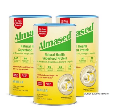 Almased Weight loss & Metabolic Health Supplement Vanilla 17.6 oz, 3 Pack