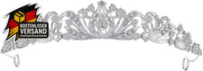 Silber Diadem Strass Krone Damen Elegante Braut Kristall Tiara Königin Hochzeit