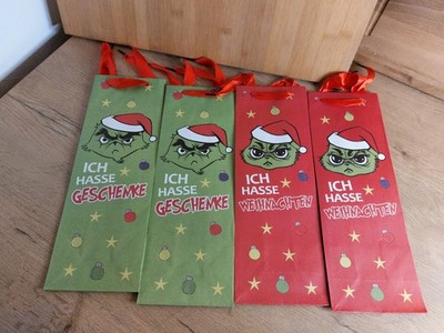 4 Flaschentüte Flaschentasche Geschenktasche Grich Lustige Weihnachts Sprüche