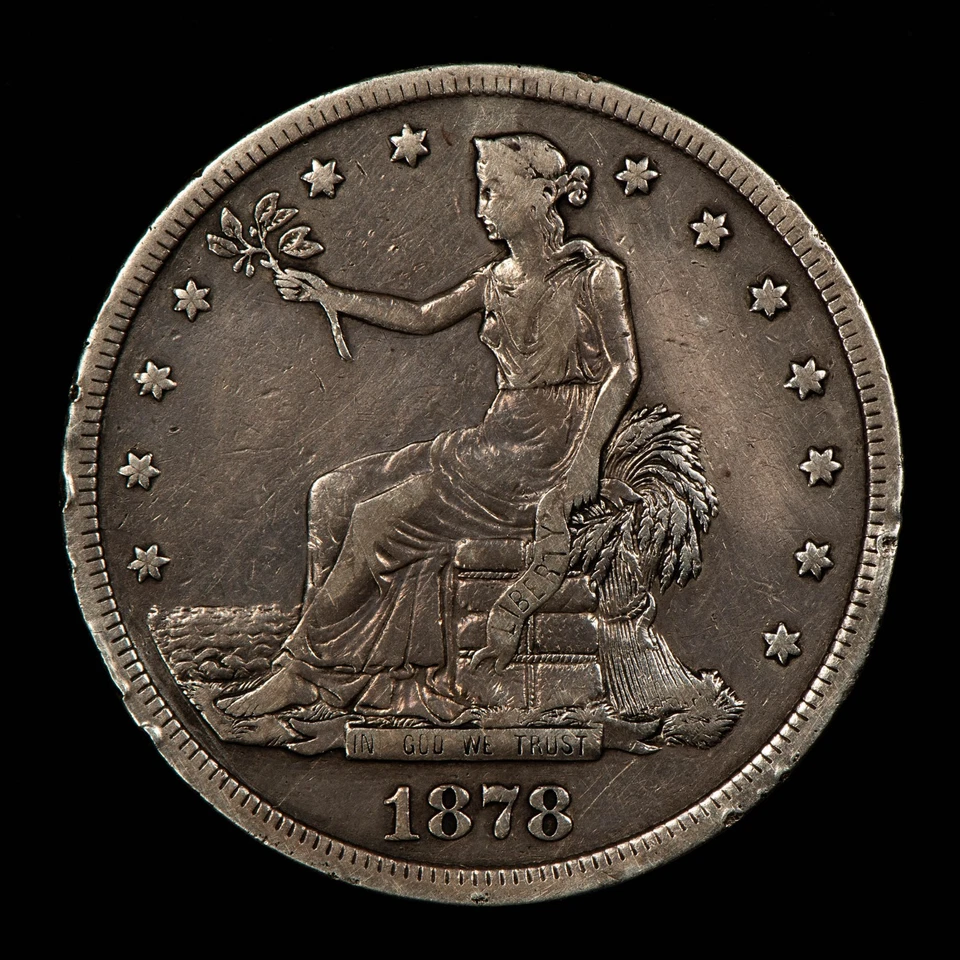 Dólar de comercio de plata de Estados Unidos 1878-S $1 - auténtico en estado bastante bueno - SKU-B4968 Foto 3 de 4