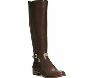 NIB~ MICHAEL KORS ARLEY BROWN LEATHER TALL RIDING BOOTS BUCKLED STRAP~8.5M