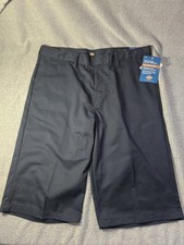 NWT Dickies Boys Flat Front Shorts 18 Husky 18H Classic Fit Straight Leg Navy...