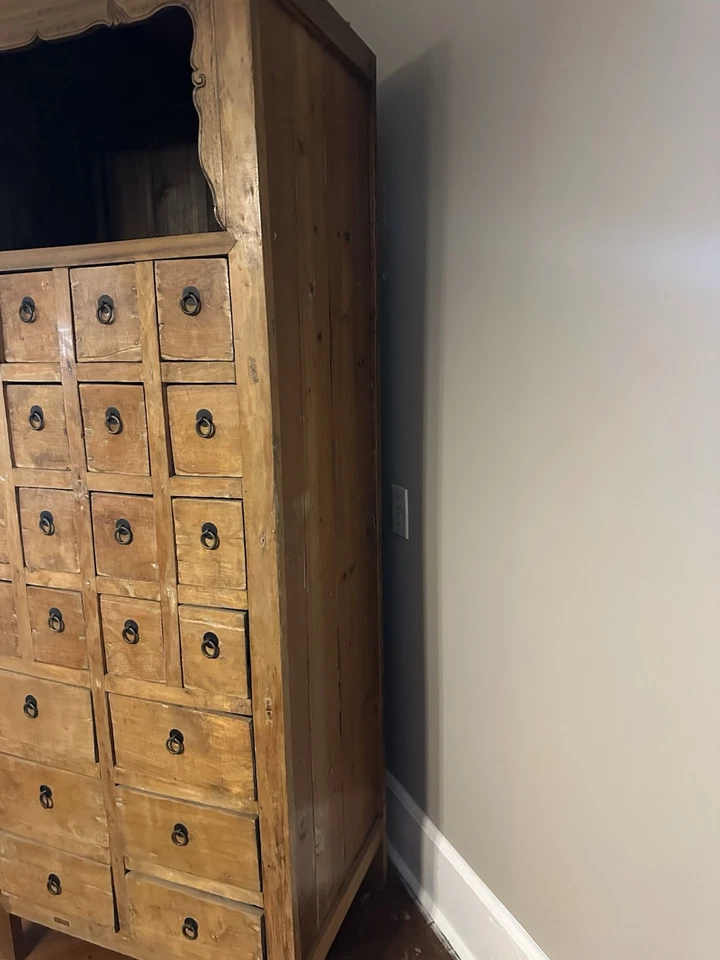 Boticario chino asiático del siglo XIX botiquín con 22 cajones 75" de alto Foto 2 de 4