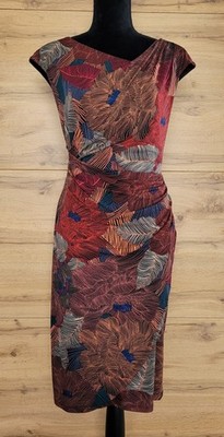 Kleid Damen Etuikleid Businesskleid von Connected Apparel Gr. 40/42 Blattmuster