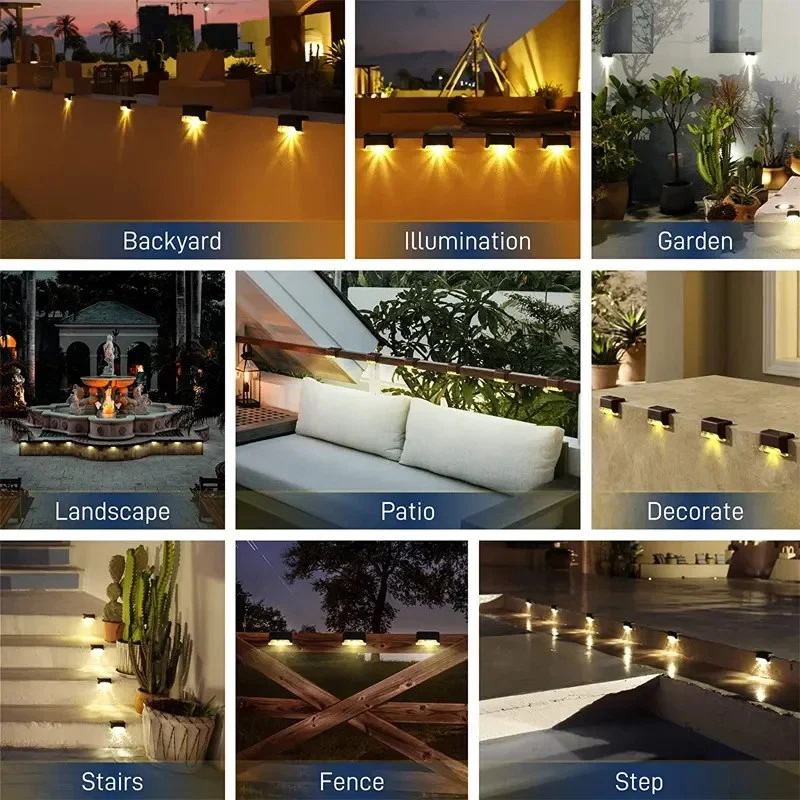 4-32Pcs Solar Warm /White LED Step Lamp Path Stair Outdoor Garden Balcony Lights - Image 3 of 4
