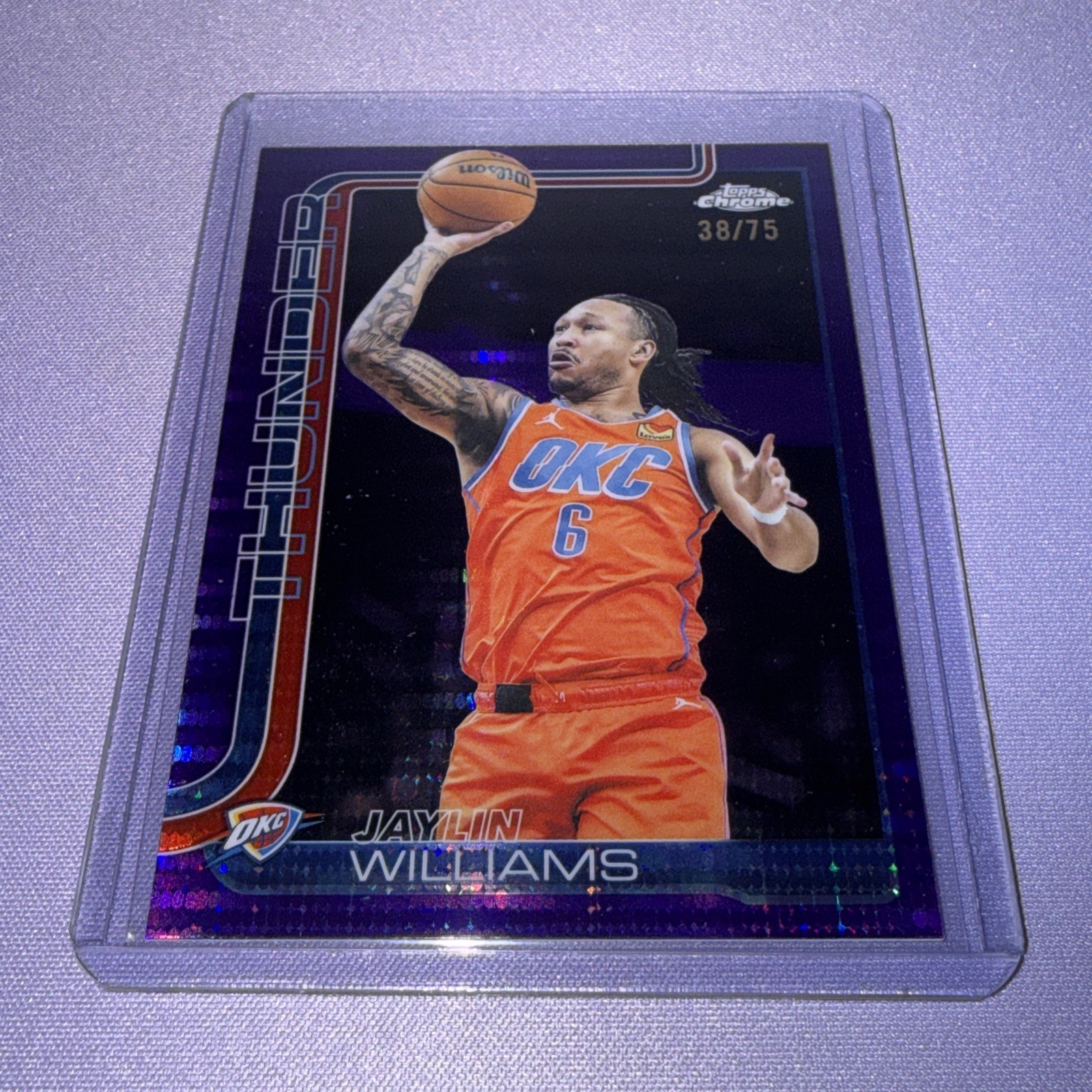2025-26 Topps Chrome Purple Pulsar Refractor #105 - Jaylin Williams /75