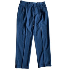 YSL Yves Saint Laurent Pour Homme Mens Trousers Black Wool Blend Cuff 38 x 34