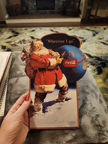 Vintage Coca Cola Santa Stand Alone Advertising Cutout Greetings