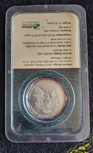 1999 RAINBOW RIM TONED American $1 Silver Eagle 1 oz. Fine 999.