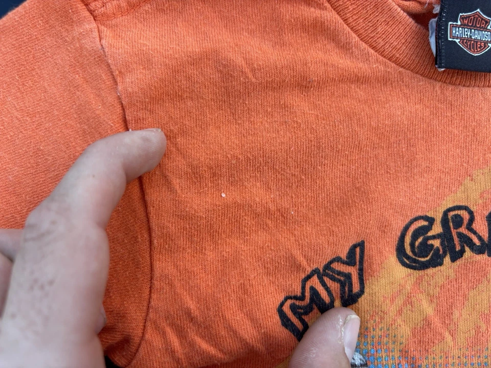 Camisa Harley Davidson Vintage Bebé Infante 3T Naranja My Grandpa Rides Motociclista Niños Foto 4 de 4