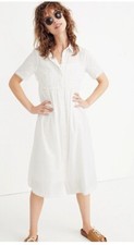 MADEWELL White Clipdot Midi Size S White Women's Shirtdress  #C