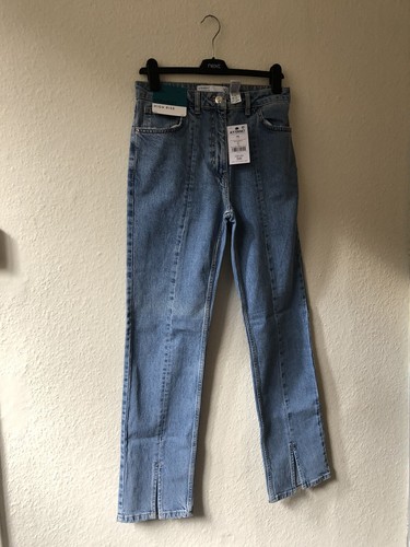 NEXT size 10 L tall long Straight Mid Blue Split Front Straight Leg Jeans womens - Picture 2 of 12