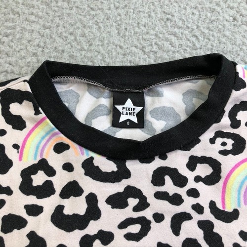 Pixie Lane Pajama Sleep Set Girls 8 Leopard Print Rainbow Long Sleeve Comfort - Picture 17 of 19