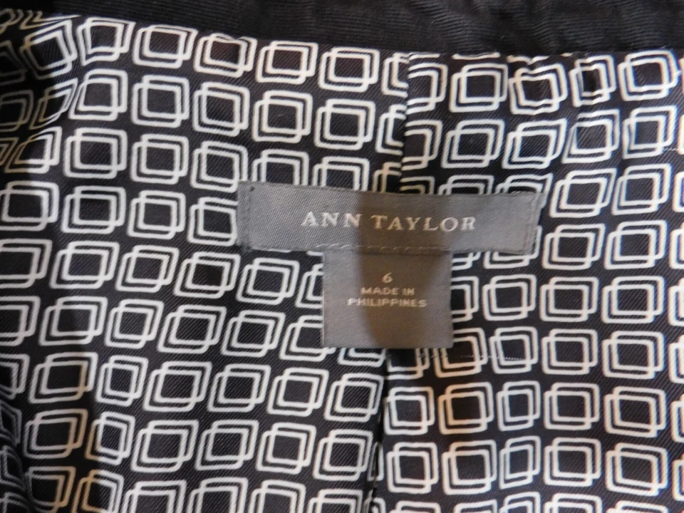 Chaqueta Ann Taylor 6 Negra Mujer Blazer Botón Clásico Informal Algodón Elástico Foto 4 de 4
