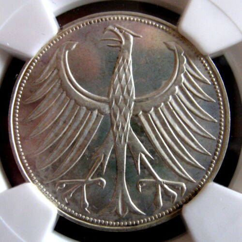 GERMANY, FEDERAL REPUBLIC - 5 MARK 1961 F KM# 112.1, NGC MS62 - Picture 4 of 4