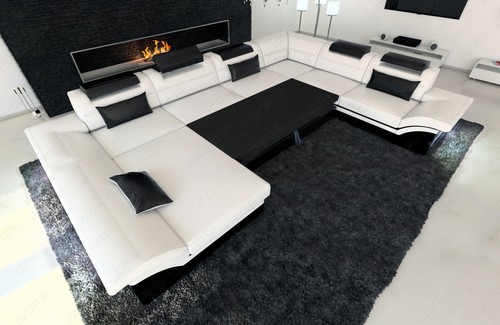 Wohnlandschaft ENZO XXL Designer Sofa mit Recamiere LED Beleuchtung Luxuscouch - Bild 9 von 11