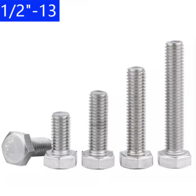 1/2''-13 304 Stainless Steel Coarse ThreadHex Head Bolts Hex Cap Screws DIN 933